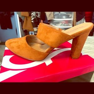 Ashley Stewart Cognac Colored Mules